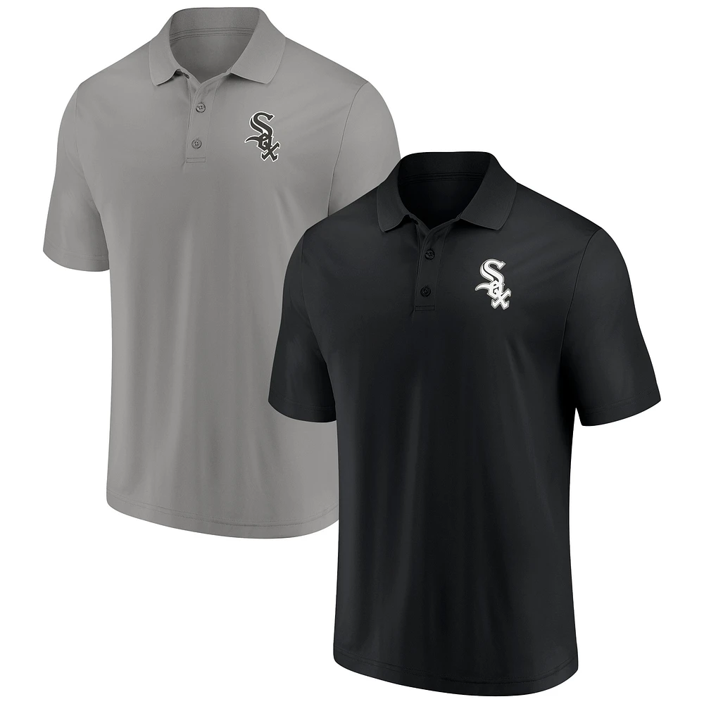 Men's Black/Gray Chicago White Sox Primary Logo Polo Combo Set