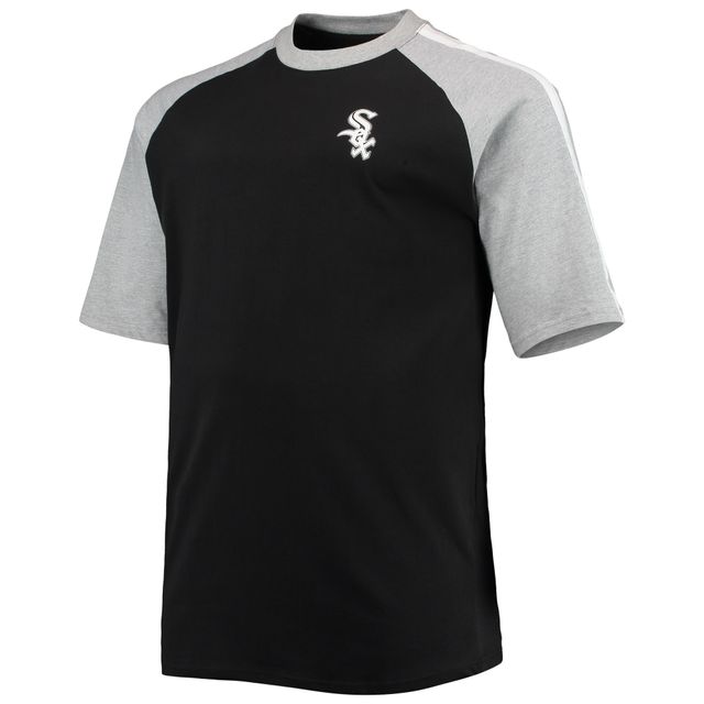 T-shirt raglan circulaire Big & Tall des Chicago White Sox pour hommes, noir/gris chiné