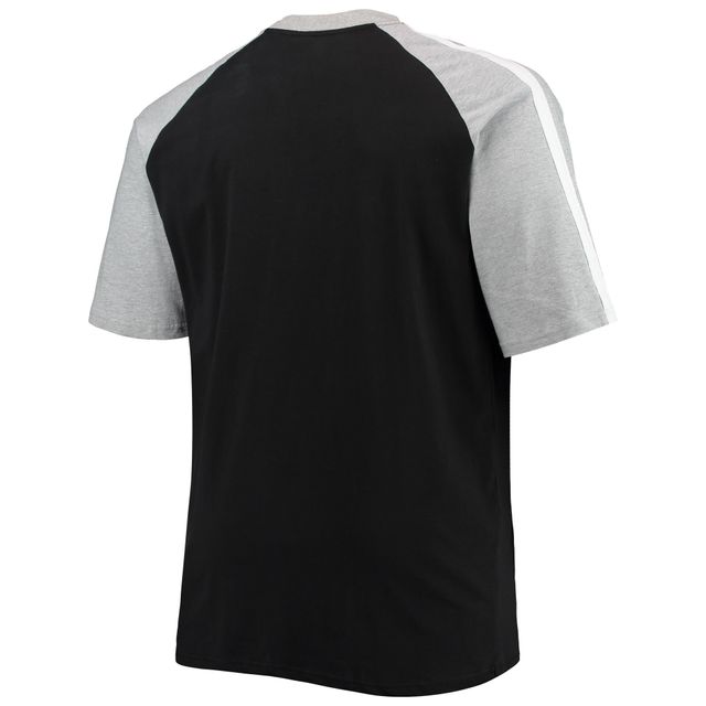 T-shirt raglan circulaire Big & Tall des Chicago White Sox pour hommes, noir/gris chiné