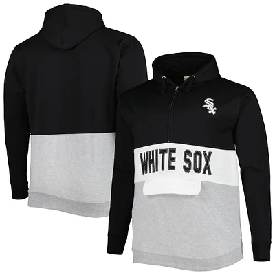 Men's Black/White Chicago White Sox Big & Tall Fleece Half-Zip Hoodie