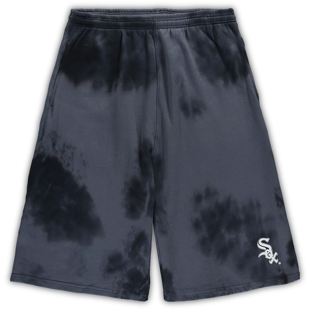 Men's Black Chicago White Sox Big & Tall Tye Dye Fleece Shorts