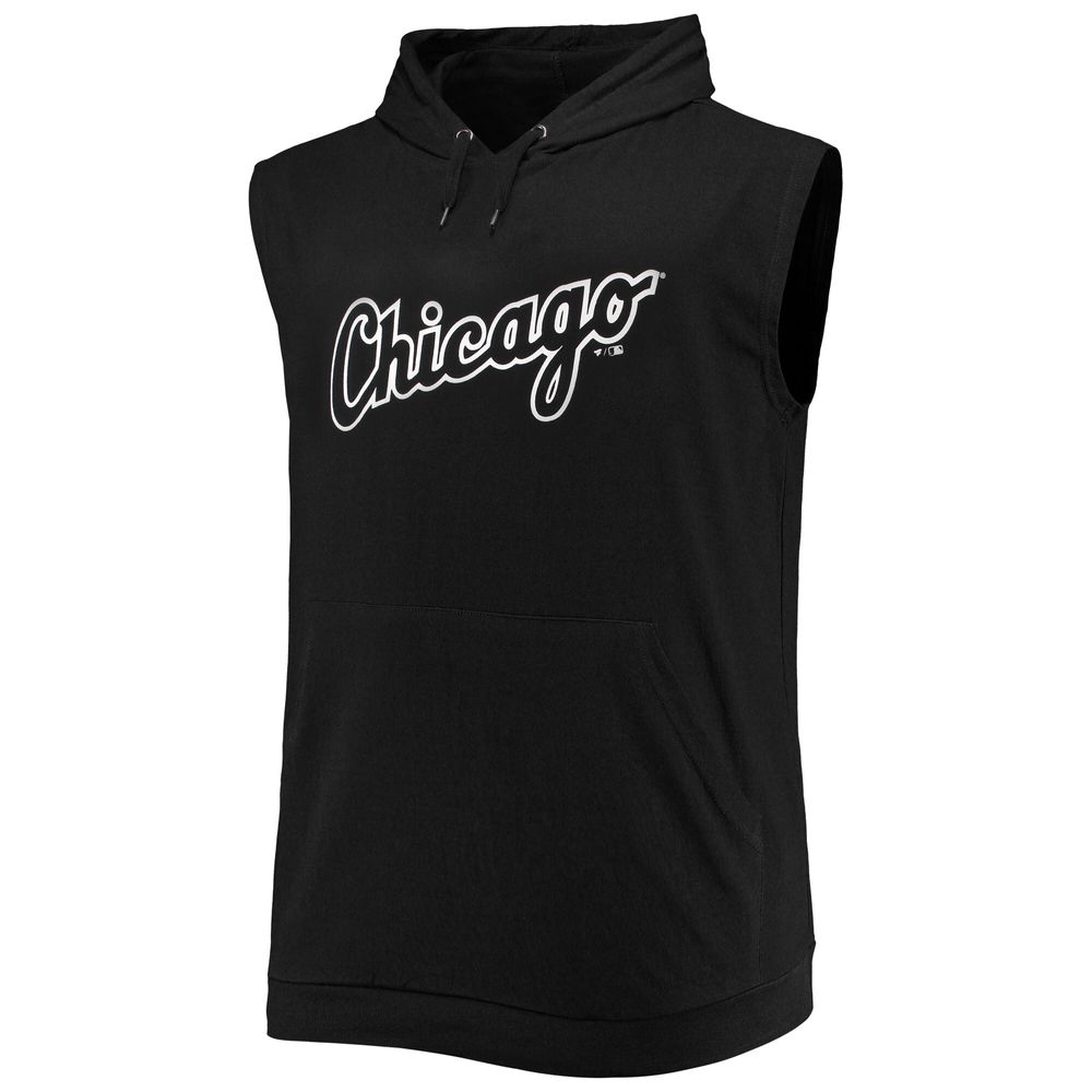 Men's Black Chicago White Sox Jersey Muscle Sleeveless Pullover Hoodie