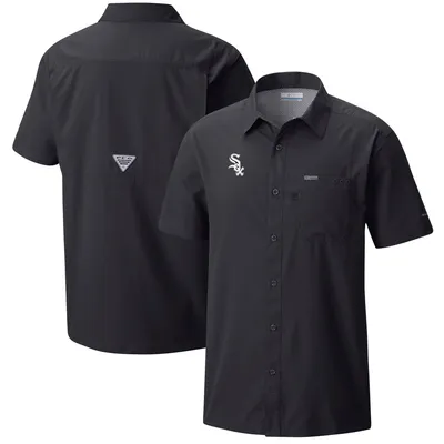 Chicago White Sox Columbia Slack Tide Camp Button-Up Short Sleeve Shirt - Black