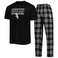 Ensemble de pyjama et pantalon avec écusson Chicago White Sox Concepts Sport pour homme, noir/gris