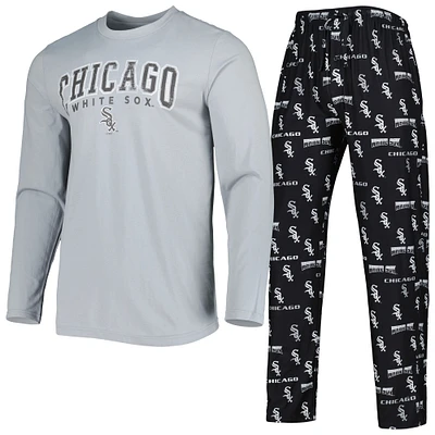 Ensemble de nuit pour homme Concepts Sport noir/gris Chicago White Sox Breakthrough avec haut à manches longues et pantalon