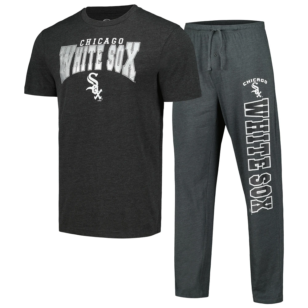 Ensemble de nuit pour hommes Concepts Sport Charbon/Noir Chicago White Sox Meter T-shirt et pantalon