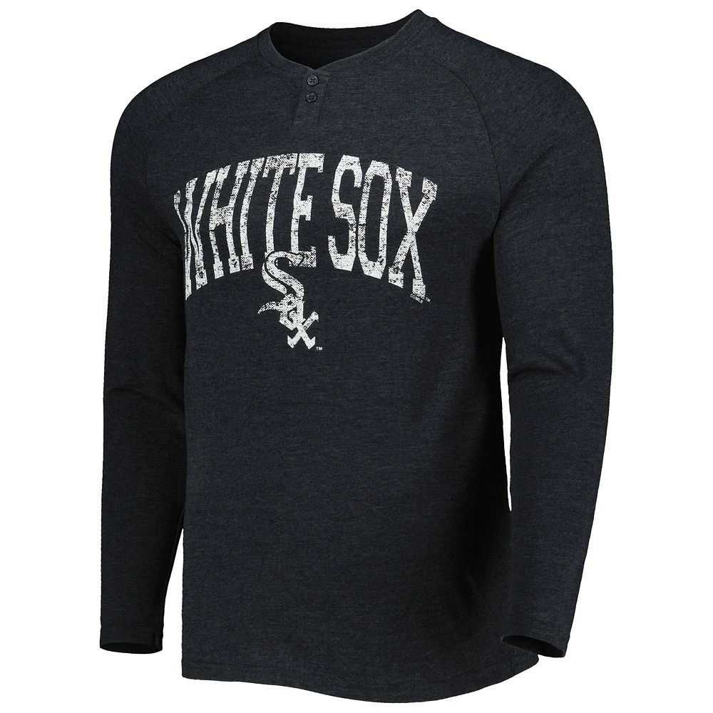 Concepts Sport T-shirt Henley à manches longues pour homme Chicago White Sox Inertia Raglan noir chiné