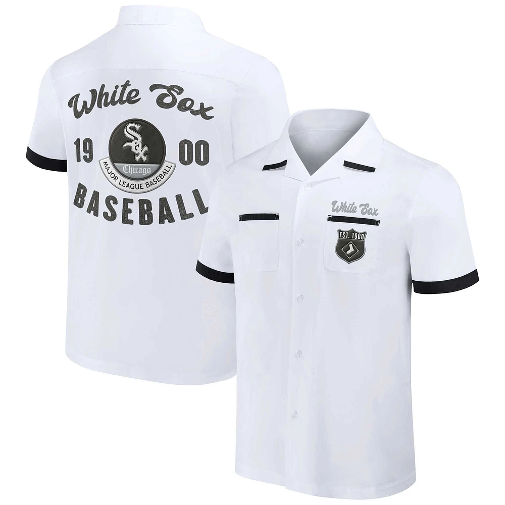 Collection Darius Rucker pour homme par Fanatics White Chicago Sox Bowling Chemise boutonnée