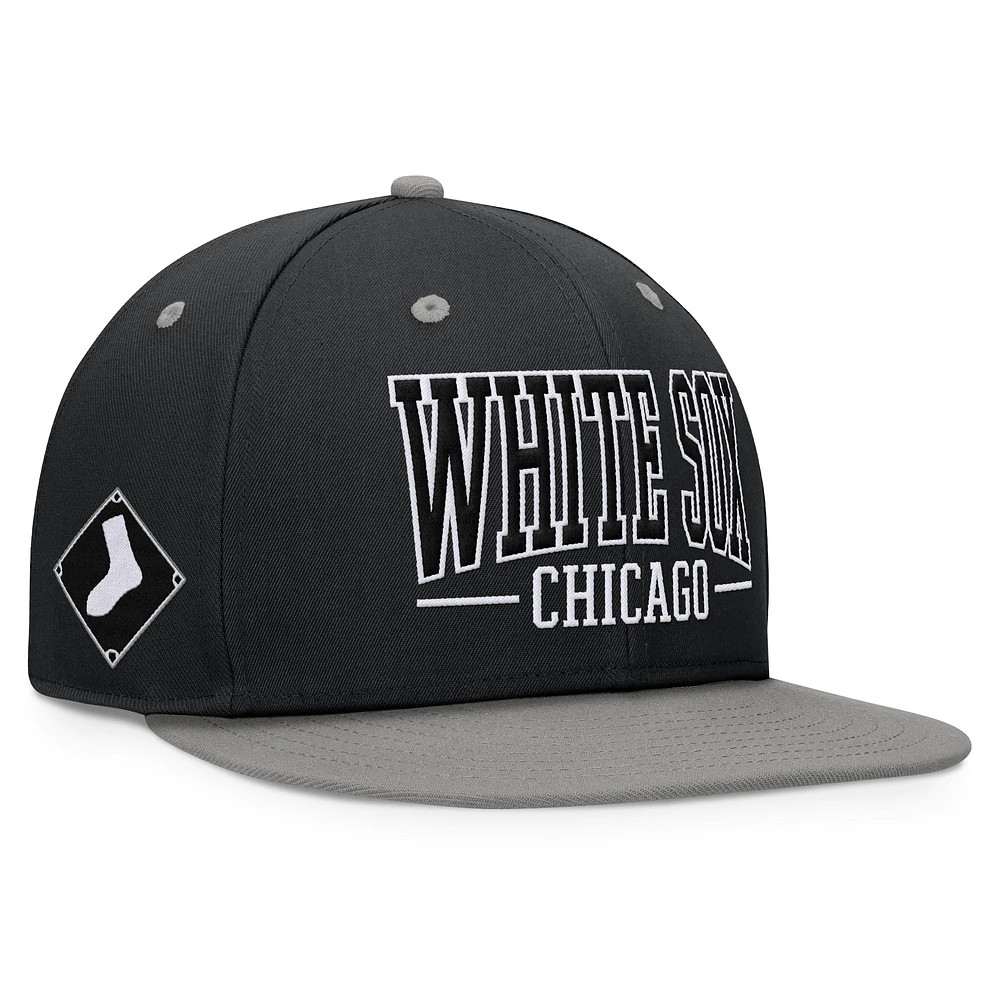 Casquette Snapback Fundamental Bold Chicago White Sox Fanatics noir/gris pour hommes