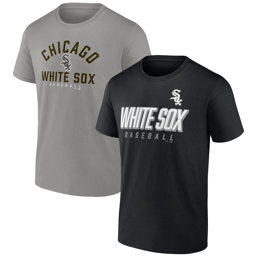 Ensemble combiné de t-shirts Fanatics pour hommes, noir/gris, Chicago White Sox Player Pack