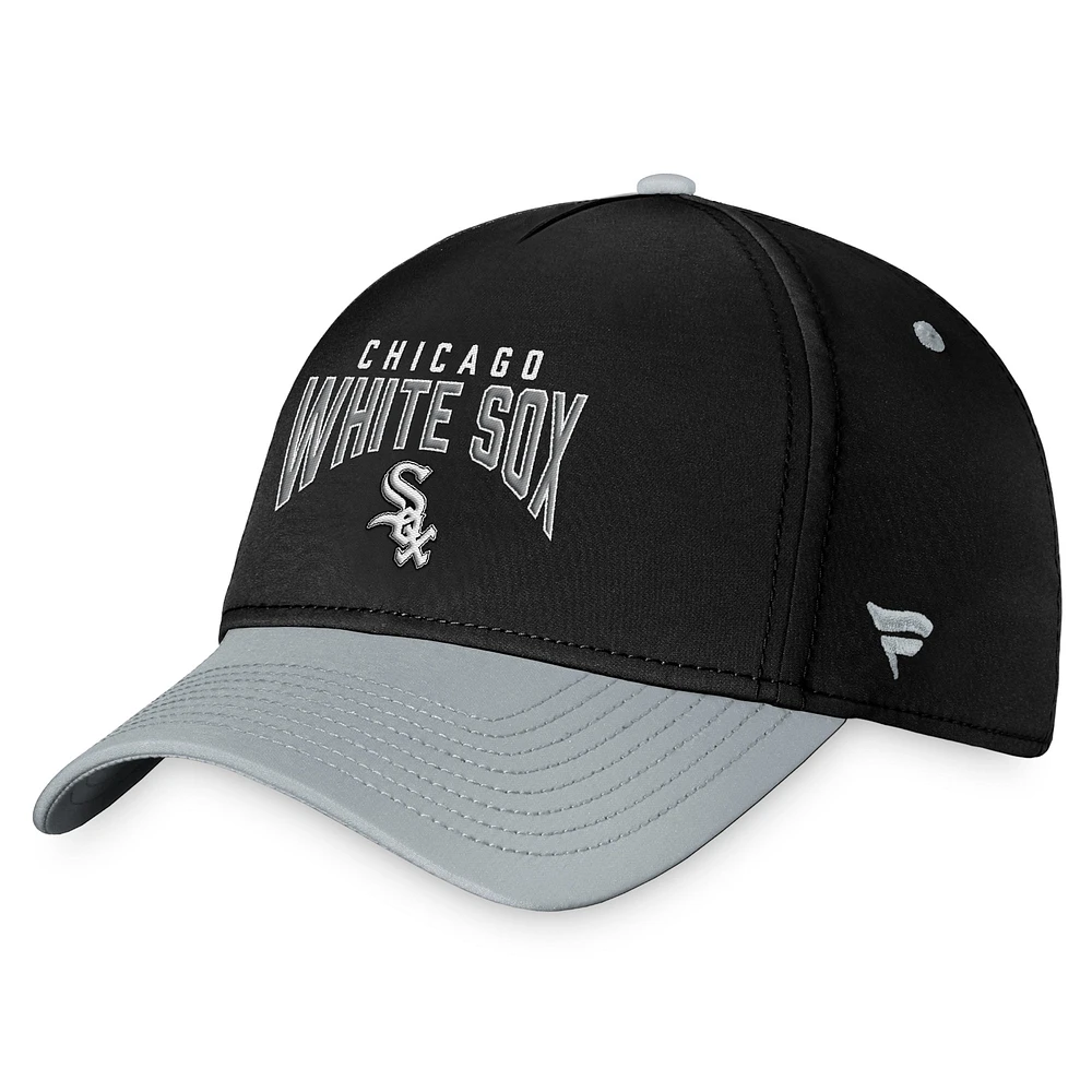 Men's Fanatics  Black/Gray Chicago White Sox Stacked Logo Flex Hat