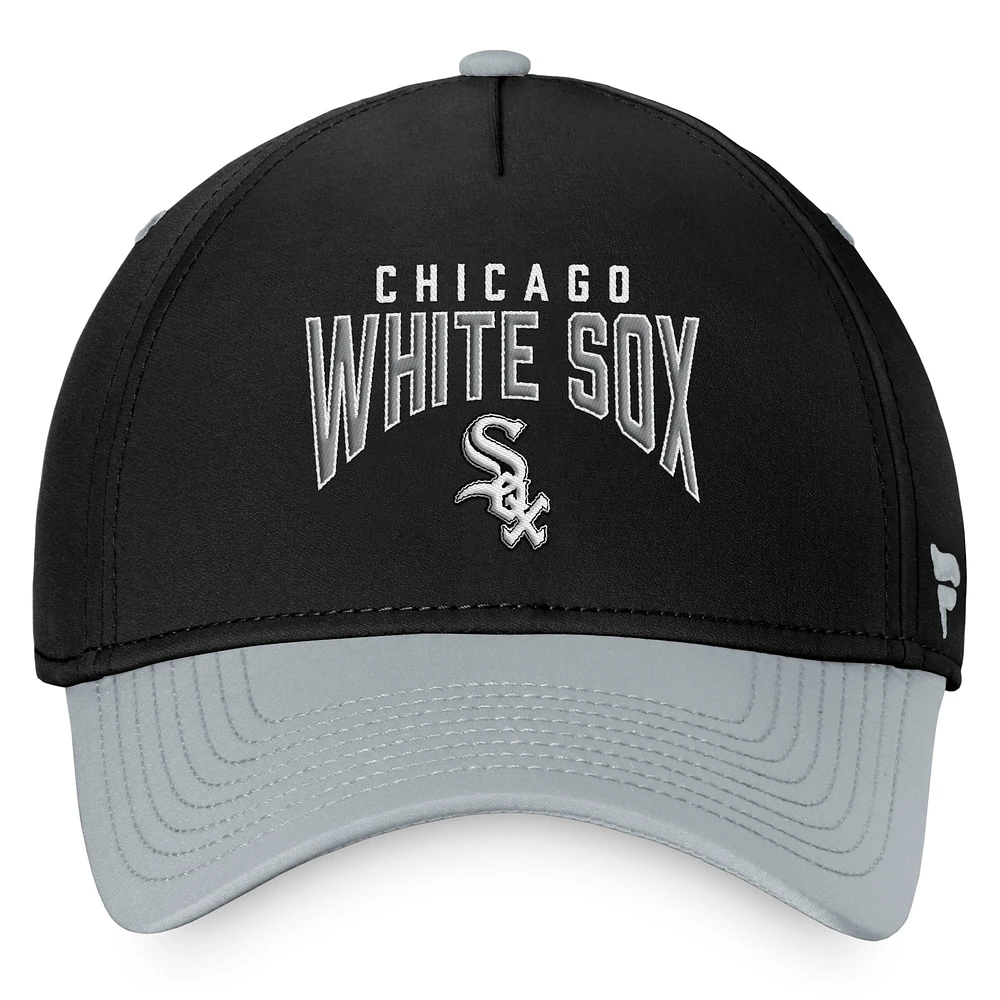 Casquette flexible à logo empilé Chicago White Sox Fanatics noir/gris pour hommes