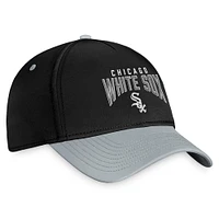 Casquette flexible à logo empilé Chicago White Sox Fanatics noir/gris pour hommes