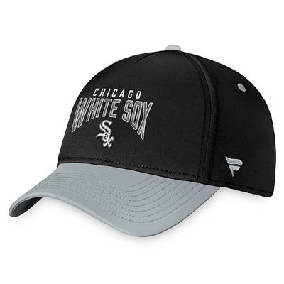 Casquette flexible à logo empilé Chicago White Sox Fanatics noir/gris pour hommes