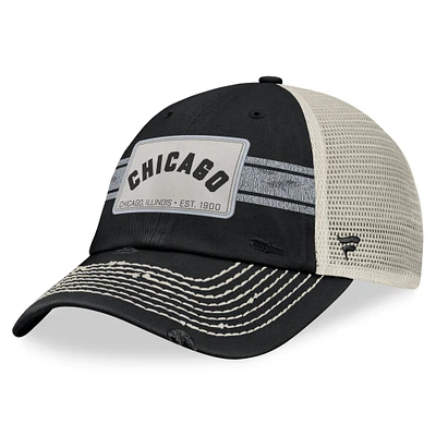 Casquette réglable de camionneur Fanatics pour hommes, noir/naturel, Chicago White Sox Heritage Stripe Trucker