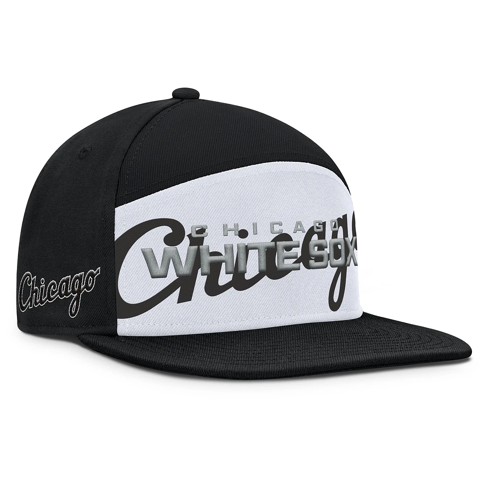 Casquette Snapback Fanatics noire/blanche Chicago White Sox Clubhouse Splitter pour homme
