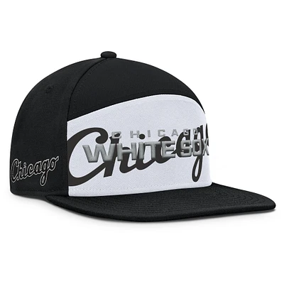 Casquette Snapback Fanatics noire/blanche Chicago White Sox Clubhouse Splitter pour homme