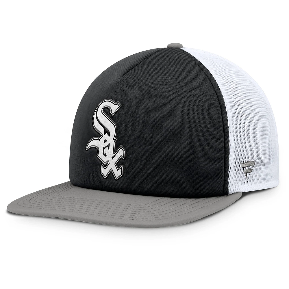 Casquette Snapback en mousse fondamentale sur le devant Chicago White Sox Fanatics pour hommes, noir/blanc