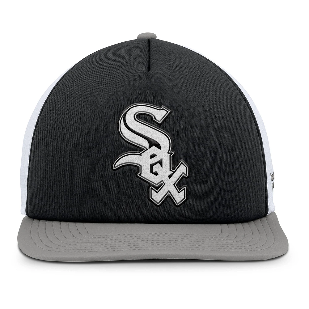 Casquette Snapback en mousse fondamentale sur le devant Chicago White Sox Fanatics pour hommes, noir/blanc