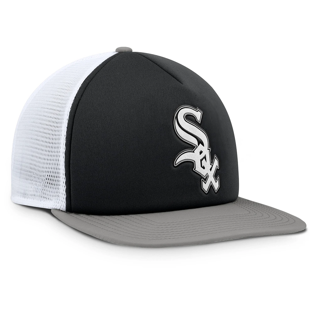 Casquette Snapback en mousse fondamentale sur le devant Chicago White Sox Fanatics pour hommes, noir/blanc