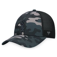 Casquette réglable noire Chicago White Sox Camo Trucker Fanatics pour hommes