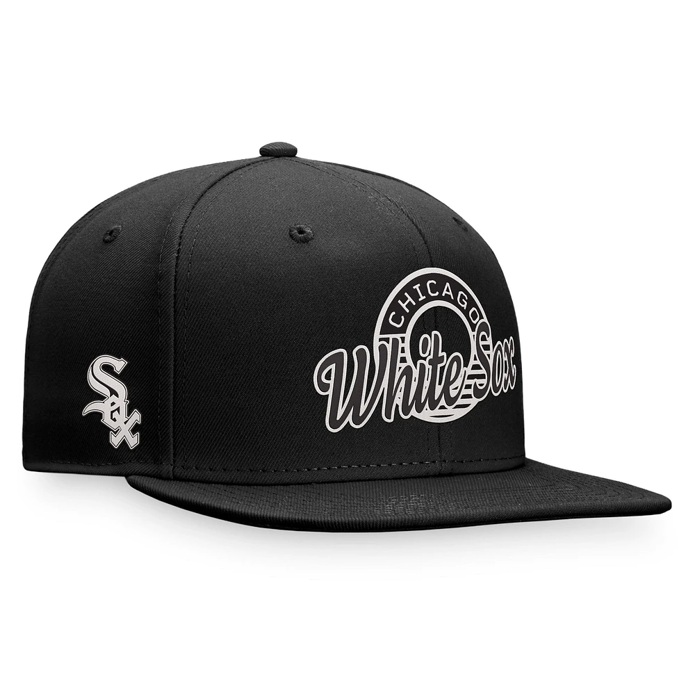 Casquette Snapback noire Chicago White Sox Circle Script Fanatics pour hommes