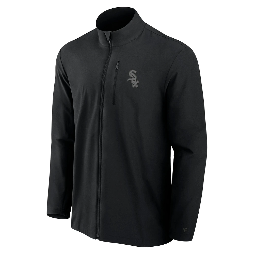 Men's Fanatics Black Chicago White Sox Front Office Woven Full-Zip Jacket