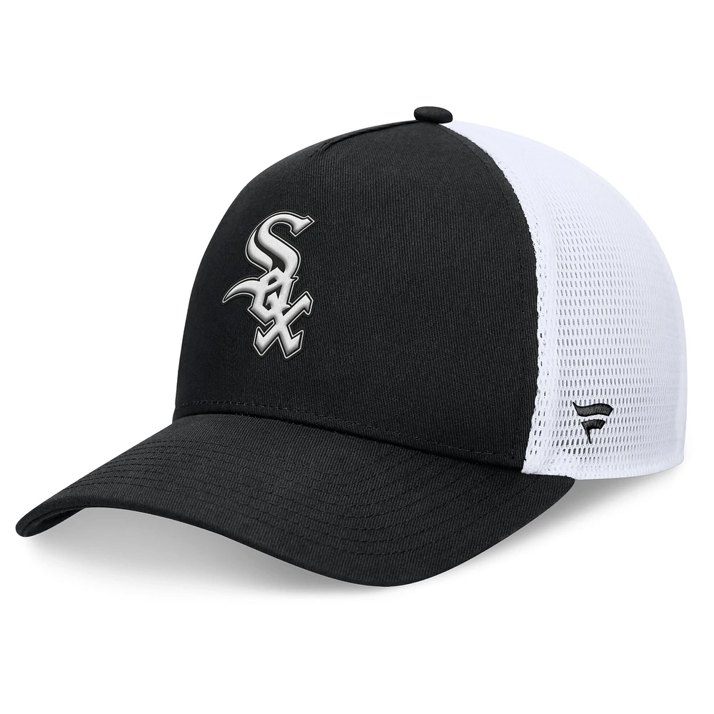 Casquette réglable noire Chicago White Sox Fundamental A-Frame Fanatics pour hommes