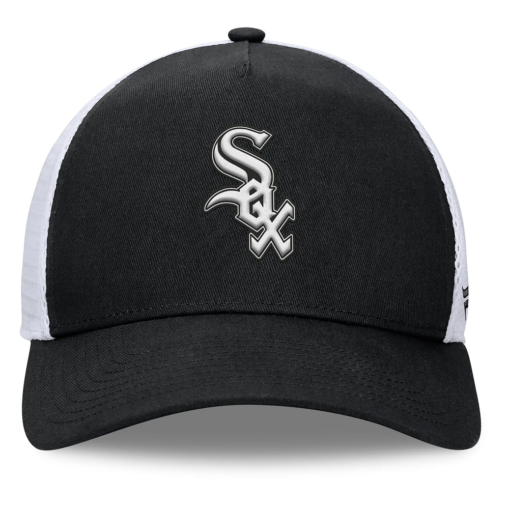 Casquette réglable noire Chicago White Sox Fundamental A-Frame Fanatics pour hommes