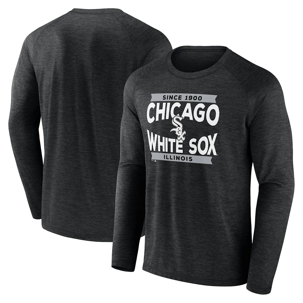 Men's Fanatics Black Chicago White Sox Heroic Play Raglan Long Sleeve T-Shirt