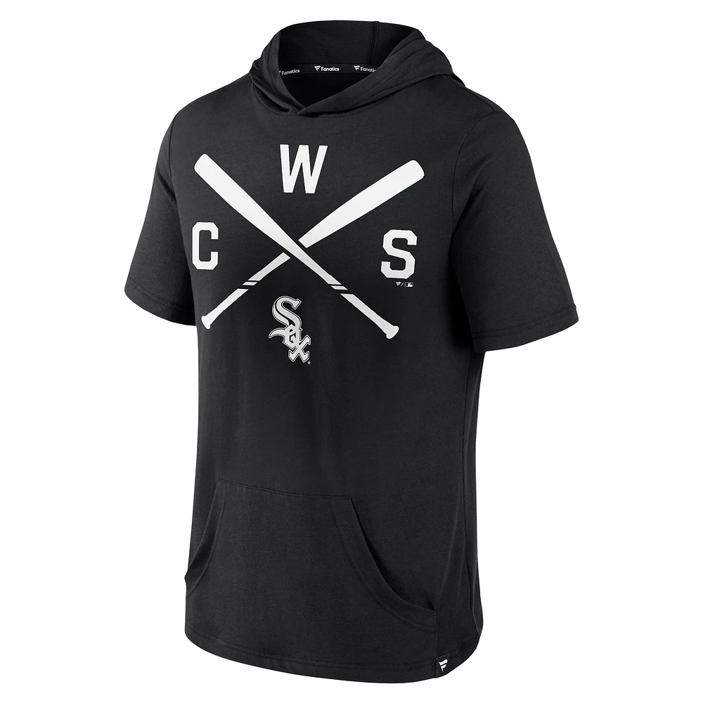 Haut à capuche manches courtes Iconic Rebel de Chicago White Sox pour hommes Fanatics Black