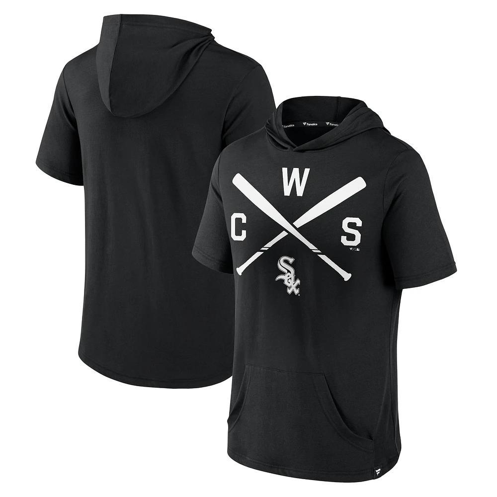 Haut à capuche manches courtes Iconic Rebel de Chicago White Sox pour hommes Fanatics Black