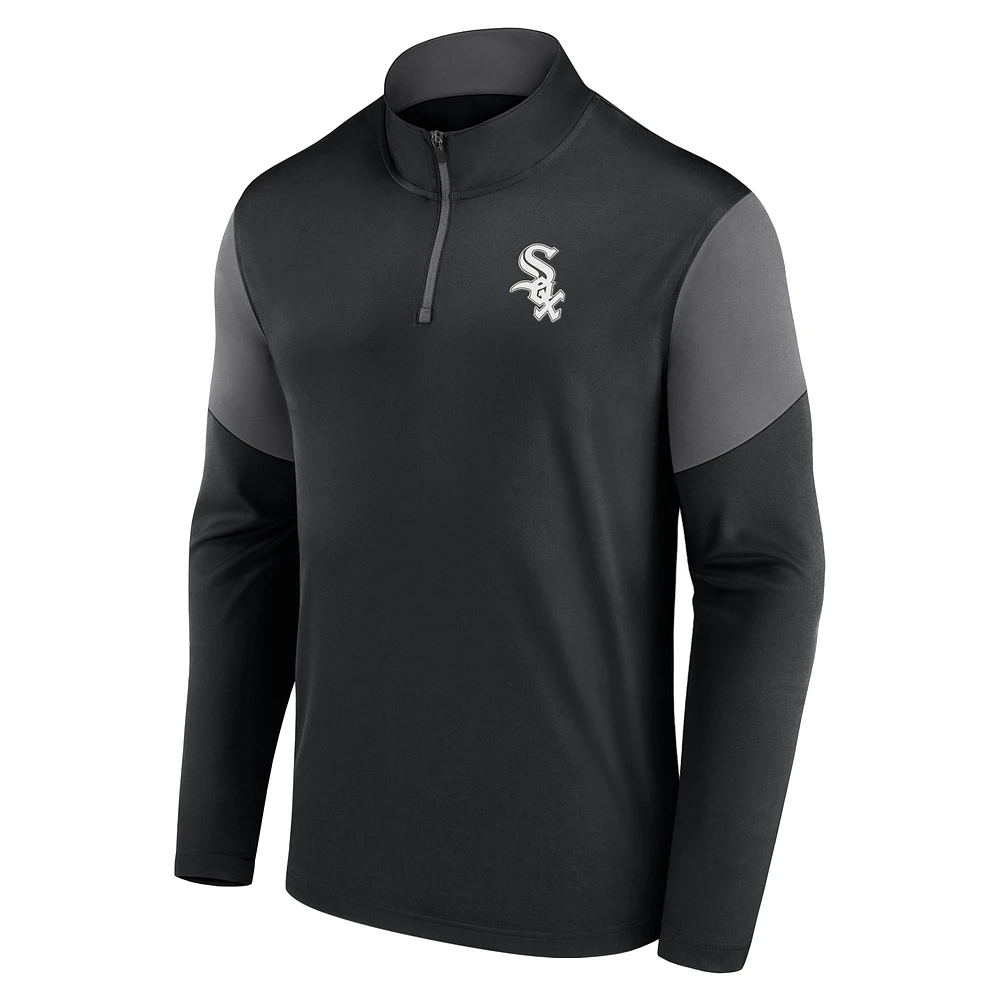 Haut zippé quart de tour avec logo des Chicago White Sox pour hommes Fanatics noir