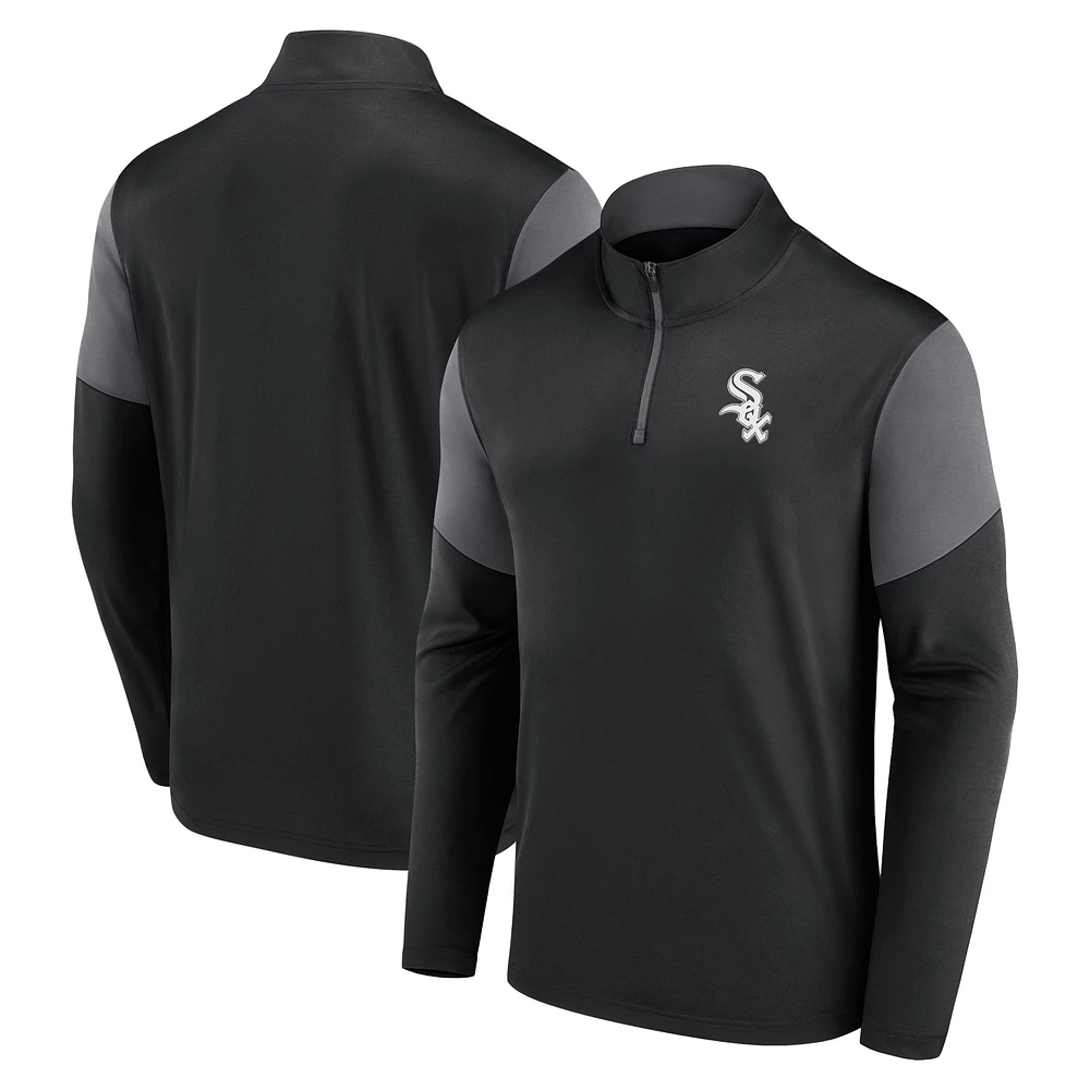 Haut zippé quart de tour avec logo des Chicago White Sox pour hommes Fanatics noir