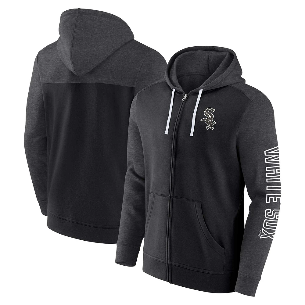 Men's Fanatics Black Chicago White Sox Offensive Line Up Lightweight Full-Zip Hoodie