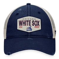 Casquette réglable noire Chicago White Sox Patch Trucker Fanatics pour hommes