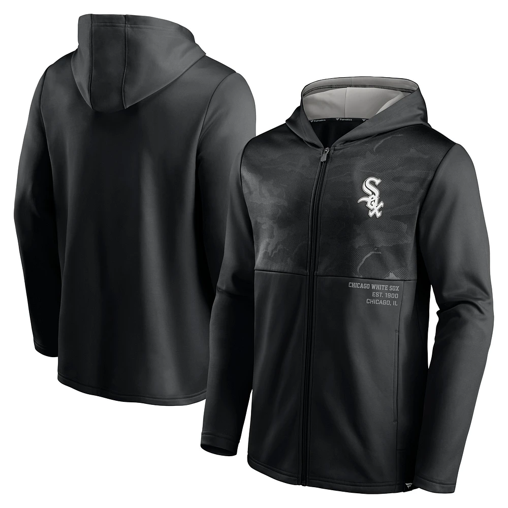 Sweat à capuche entièrement zippé avec logo principal des Chicago White Sox Fanatics pour hommes, noir