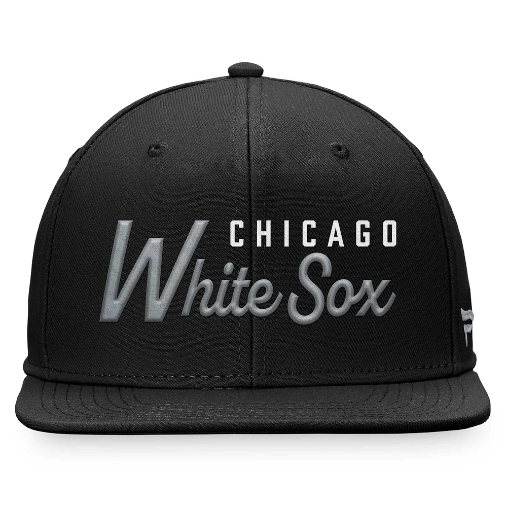 Casquette Snapback Fanatics noire Chicago White Sox Script pour hommes