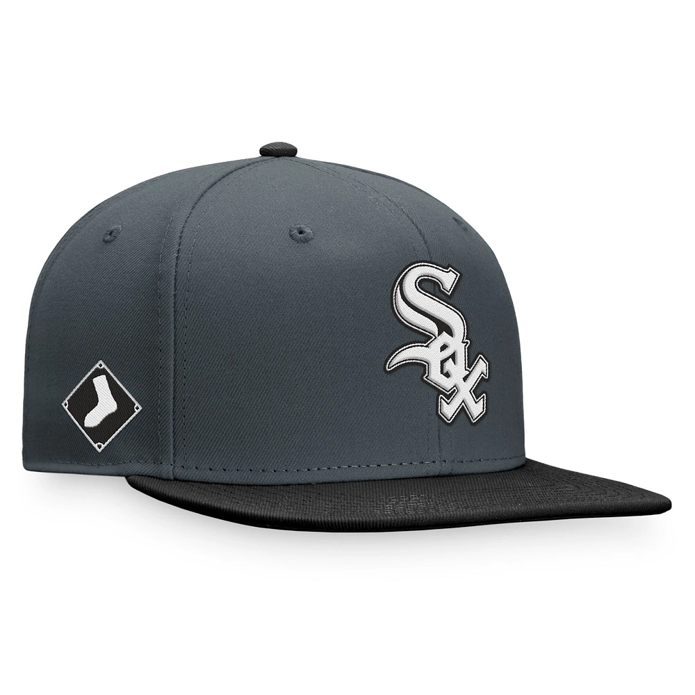 Casquette Snapback à patch bicolore Fanatics pour hommes, charbon/noir, Chicago White Sox