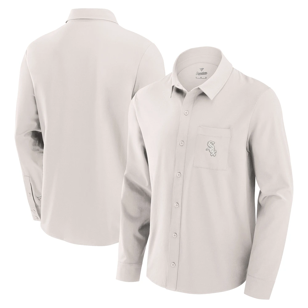 Chemise boutonnée à manches longues Fanatics pour hommes crème Chicago White Sox Front Office