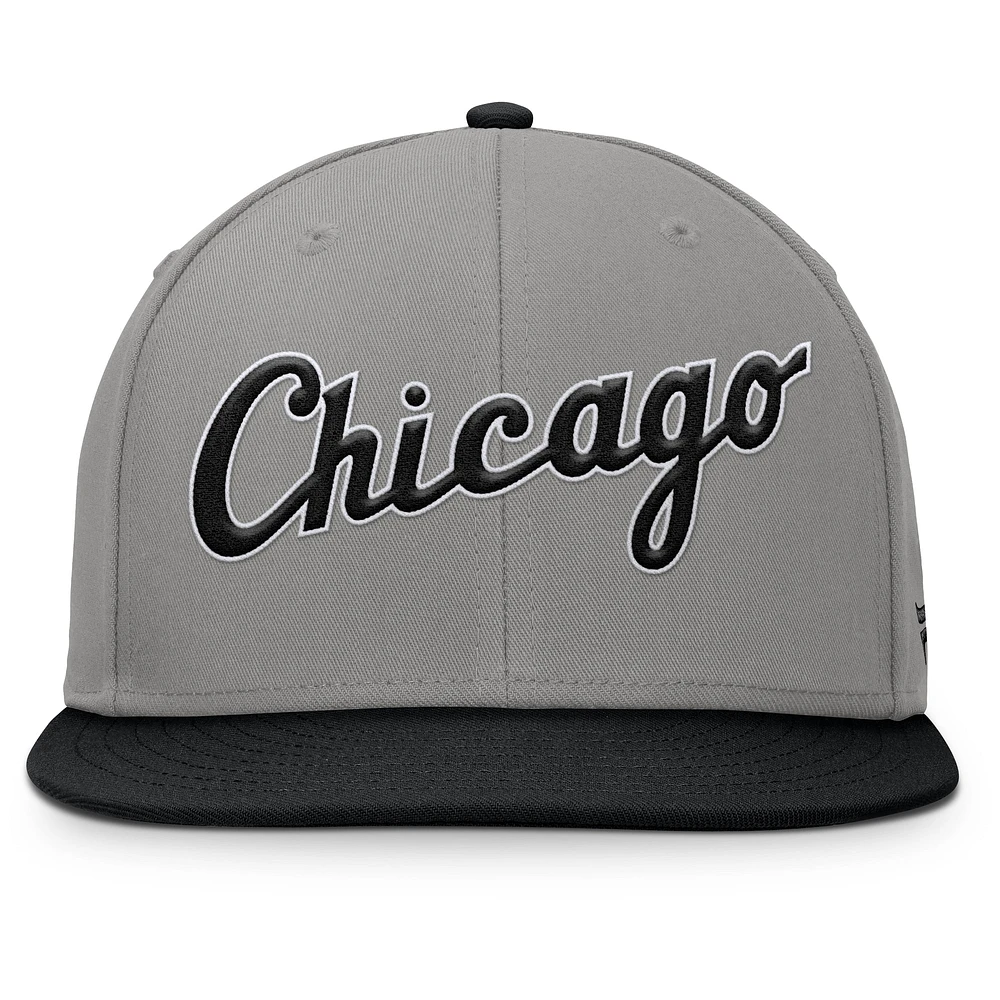 Casquette ajustée Fanatics pour homme gris/noir Chicago White Sox Clubhouse Dugout