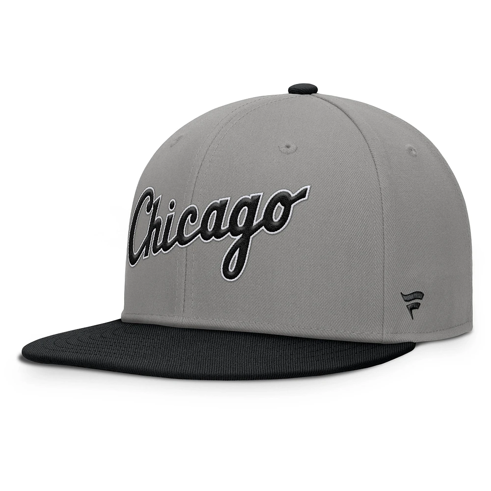 Casquette ajustée Fanatics pour homme gris/noir Chicago White Sox Clubhouse Dugout