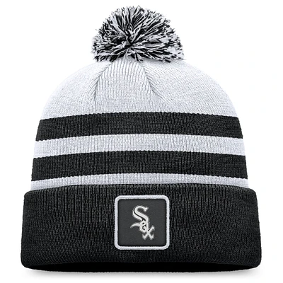 Bonnet en tricot à revers Fanatics gris Chicago White Sox pour hommes avec pompon