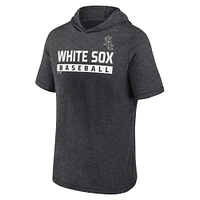 Sweat à capuche manches courtes pour hommes Fanatics Heather Charcoal Chicago White Sox Push