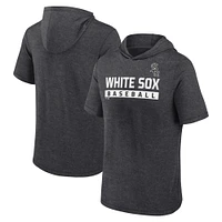 Sweat à capuche manches courtes pour hommes Fanatics Heather Charcoal Chicago White Sox Push