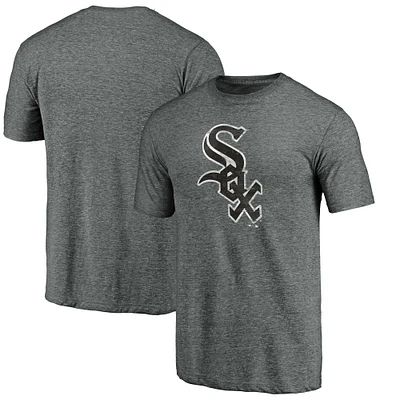 T-shirt tri-mélange avec logo officiel vieilli des Chicago White Sox Fanatics Heathered Charcoal pour hommes