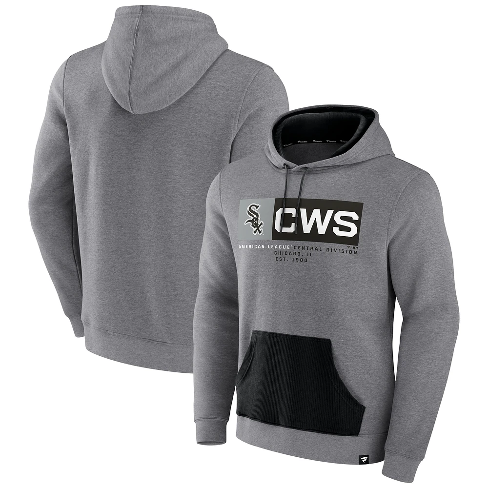 Sweat à capuche en polaire emblématique Steppin Up des Chicago White Sox Fanatics gris chiné pour hommes