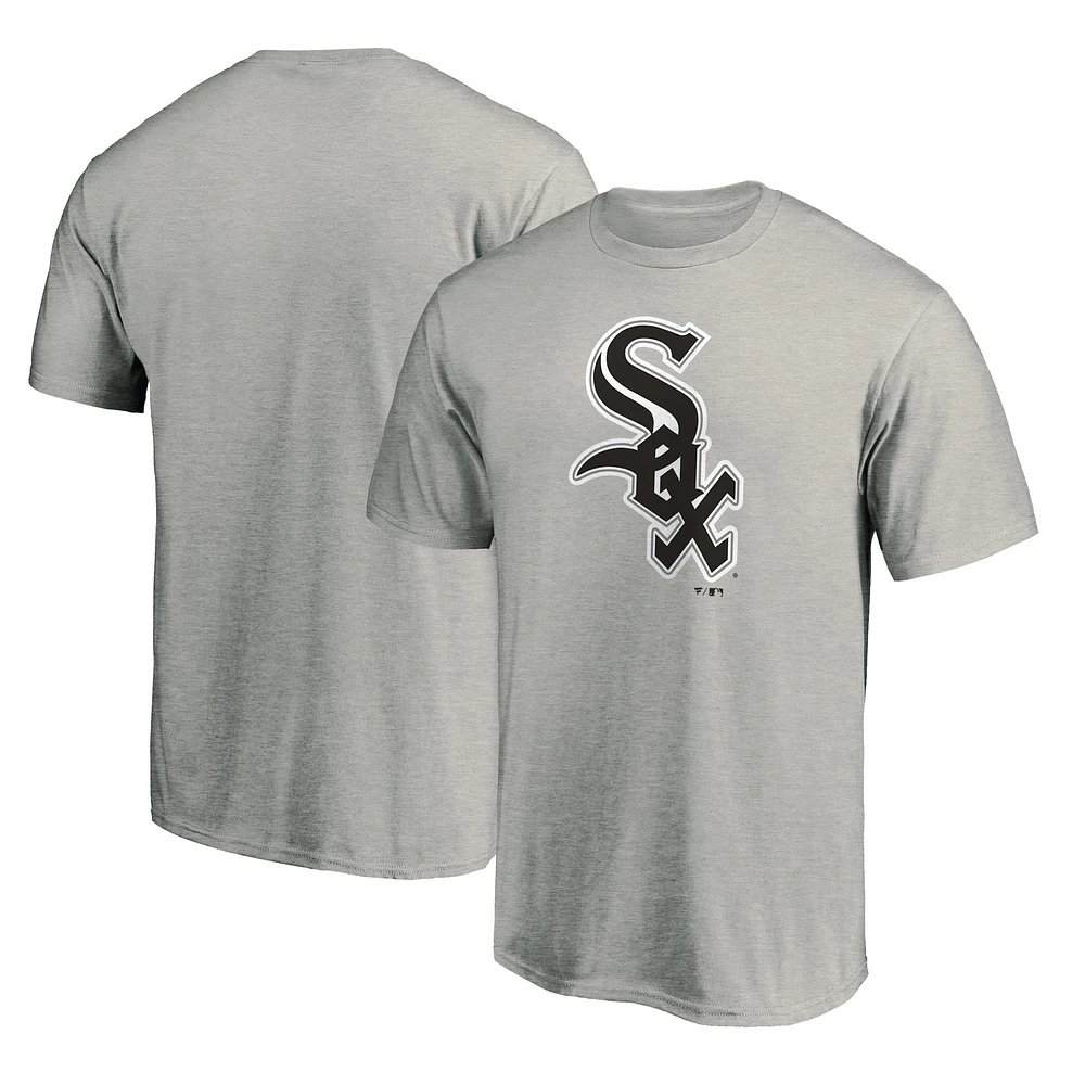 T-shirt avec logo officiel des Chicago White Sox Fanatics gris chiné pour hommes