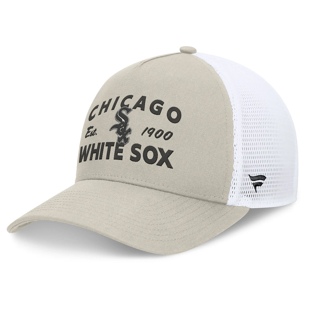 Casquette réglable de camionneur A-Frame Stone Chicago White Sox Fanatics pour hommes