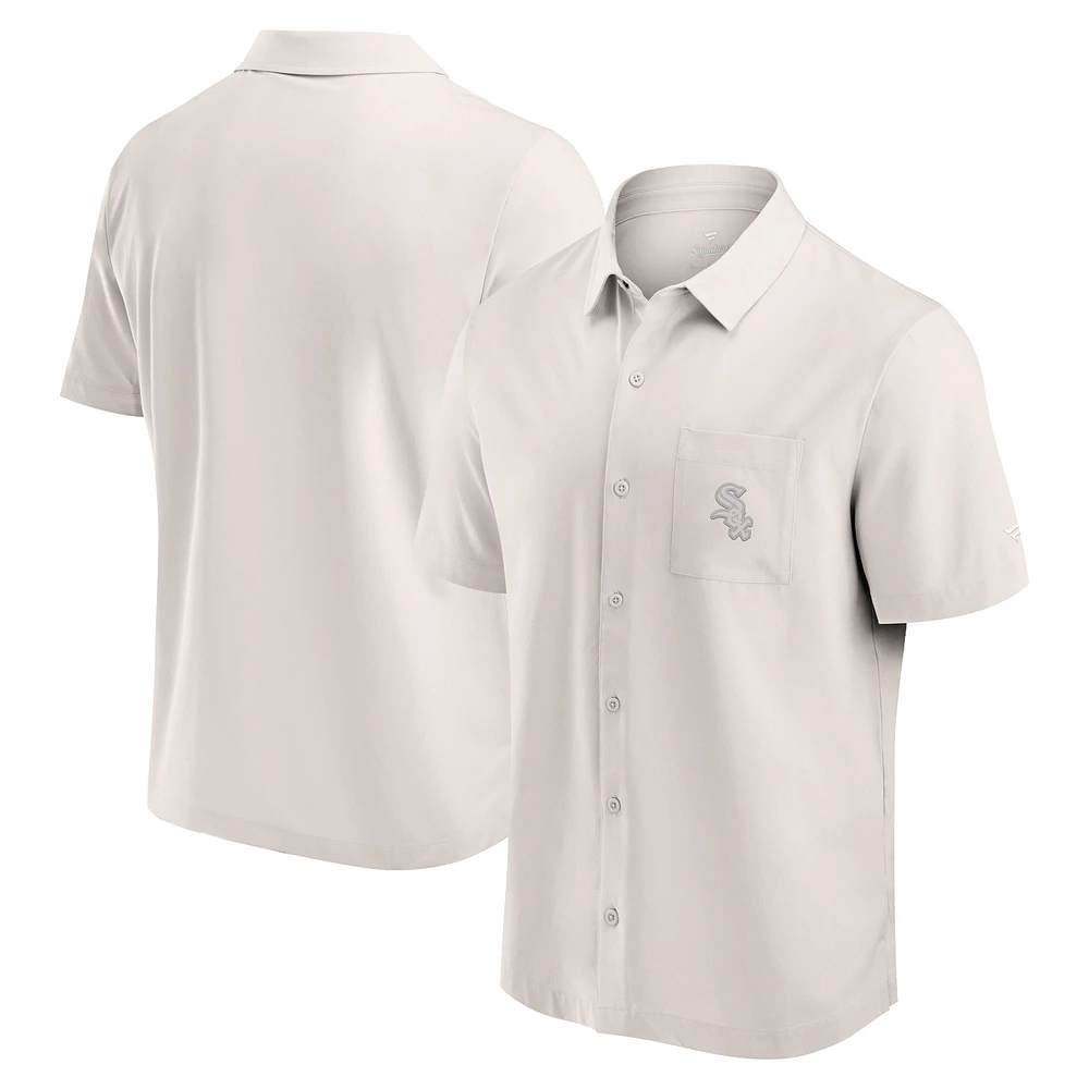 Chemise boutonnée à manches courtes Fanatics Tan Chicago White Sox Front Office pour hommes